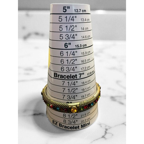 Two-Piece Gold-Tone Bangle Cuff Bracelet Set Multicolor Rhinestones -176 - Picture 4 of 6